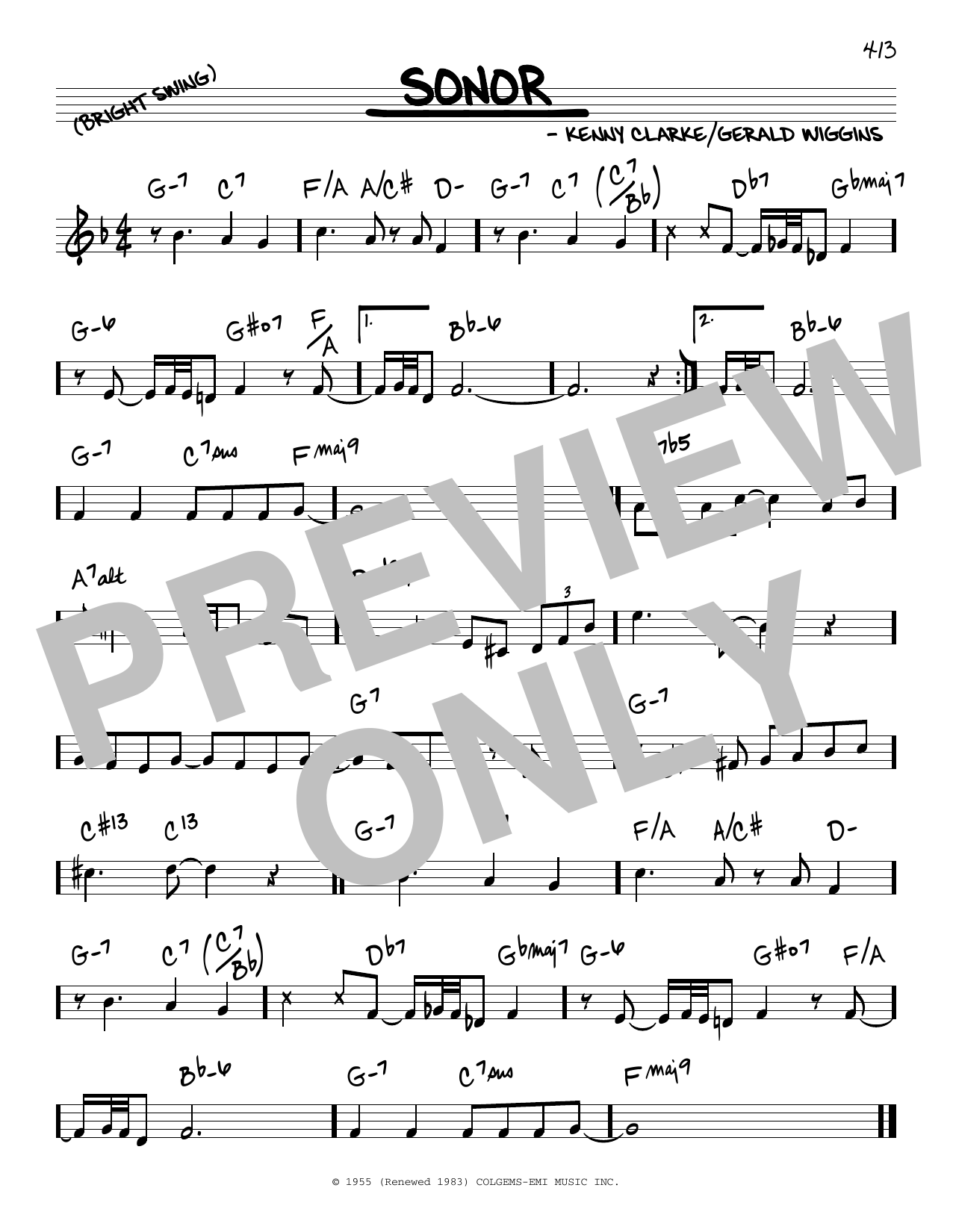 Learn to play Kenny Clarke Sonor sheet music for Real Book – Melody & Chords in minutes. Price: 5.9900$ Kenny Clarke Sonor sheet music notes and chords arranged for Real Book – Melody & Chords
