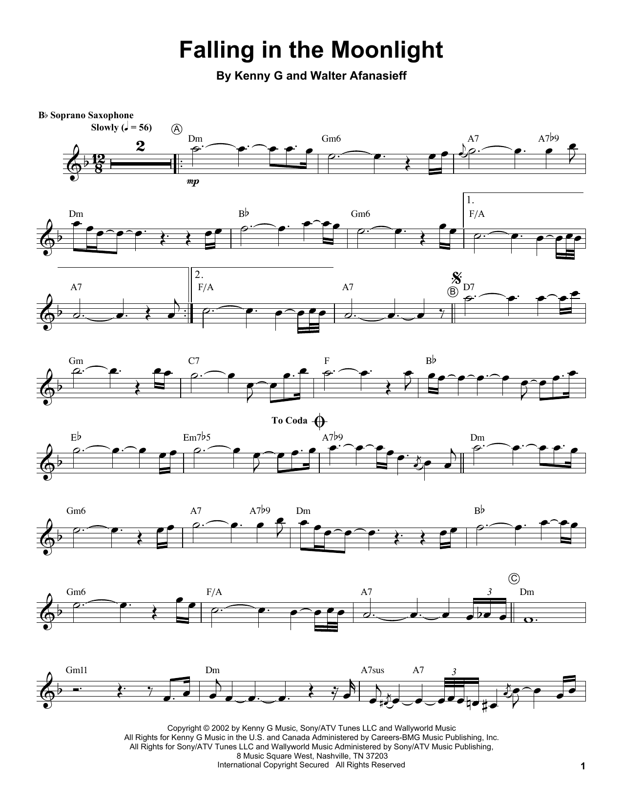Learn to play Kenny G Falling In The Moonlight sheet music for Soprano Sax Transcription in minutes. Price: 5.9900$ Kenny G Falling In The Moonlight sheet music notes and chords arranged for Soprano Sax Transcription