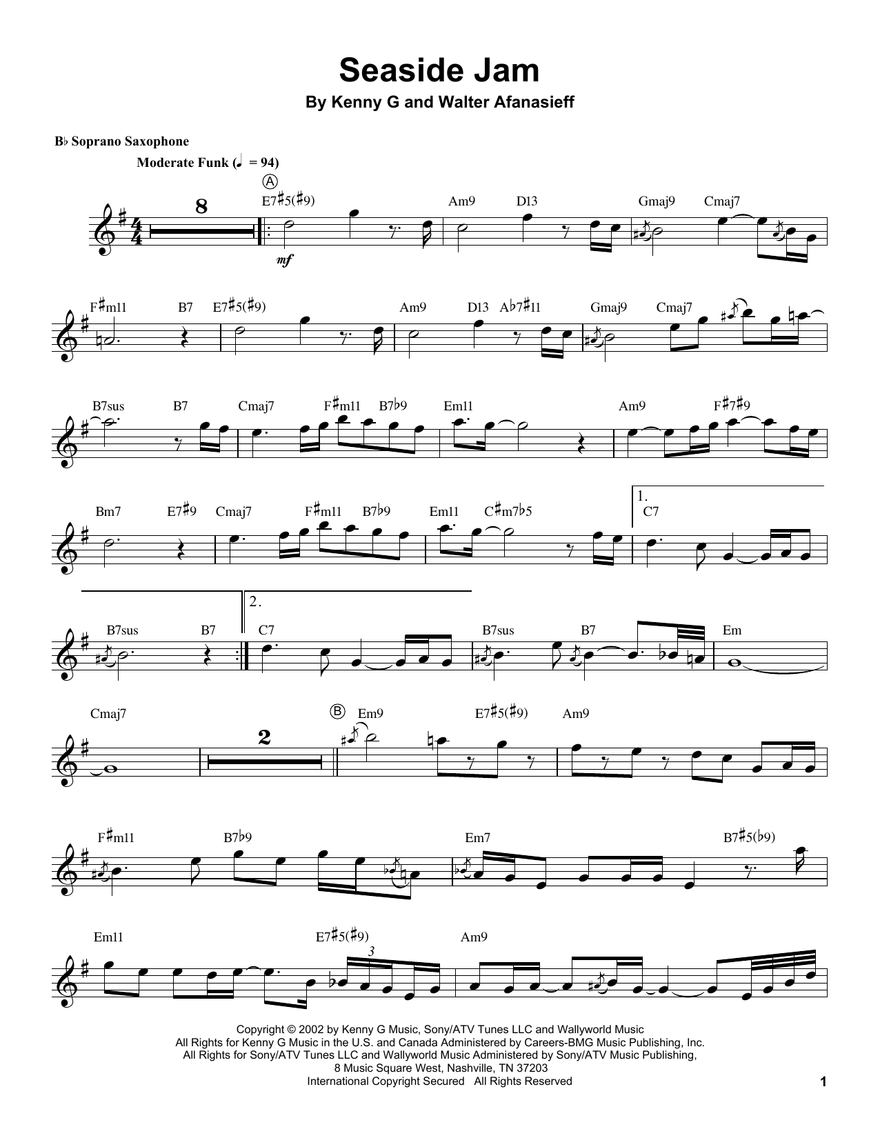 Learn to play Kenny G Seaside Jam sheet music for Soprano Sax Transcription in minutes. Price: 5.9900$ Kenny G Seaside Jam sheet music notes and chords arranged for Soprano Sax Transcription
