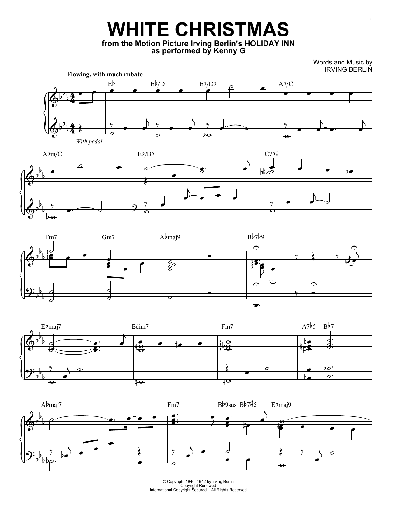 Kenny G White Christmas sheet music notes and chords. Download Printable PDF.