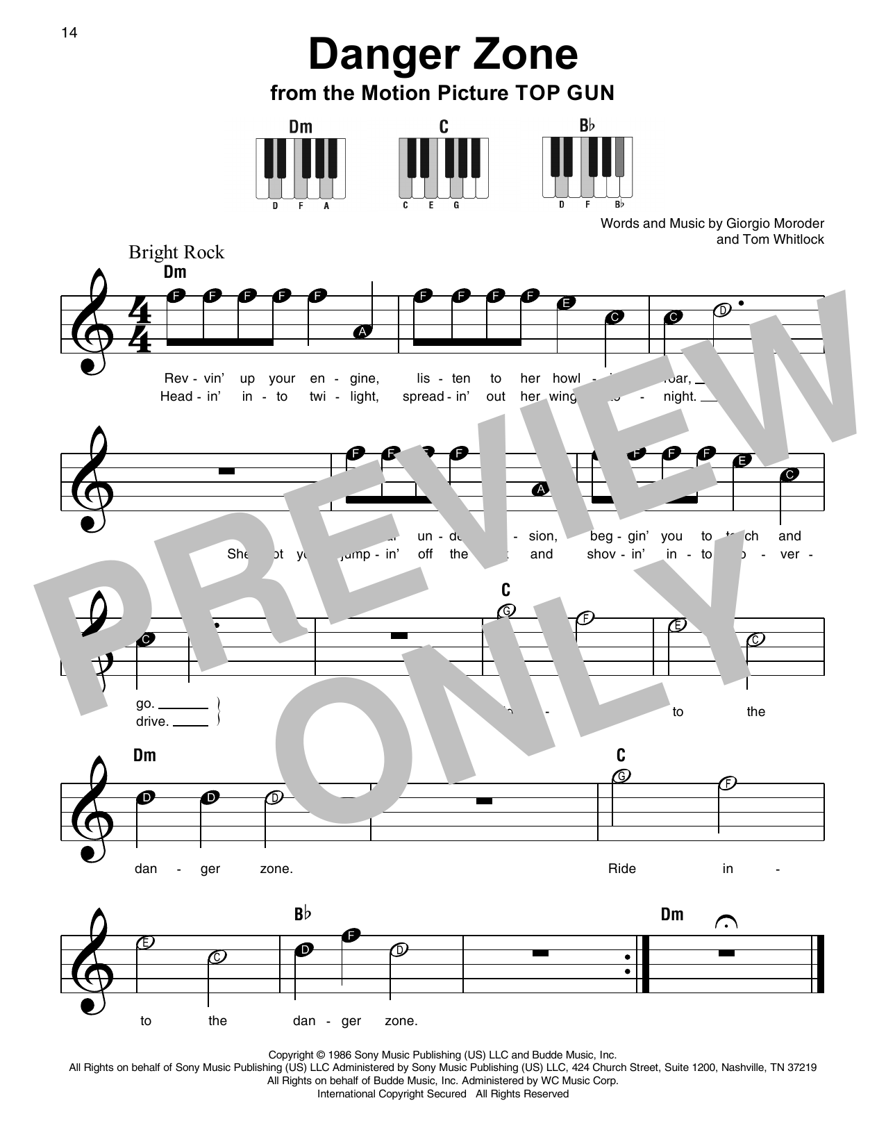 Kenny Loggins Danger Zone sheet music notes and chords. Download Printable PDF.