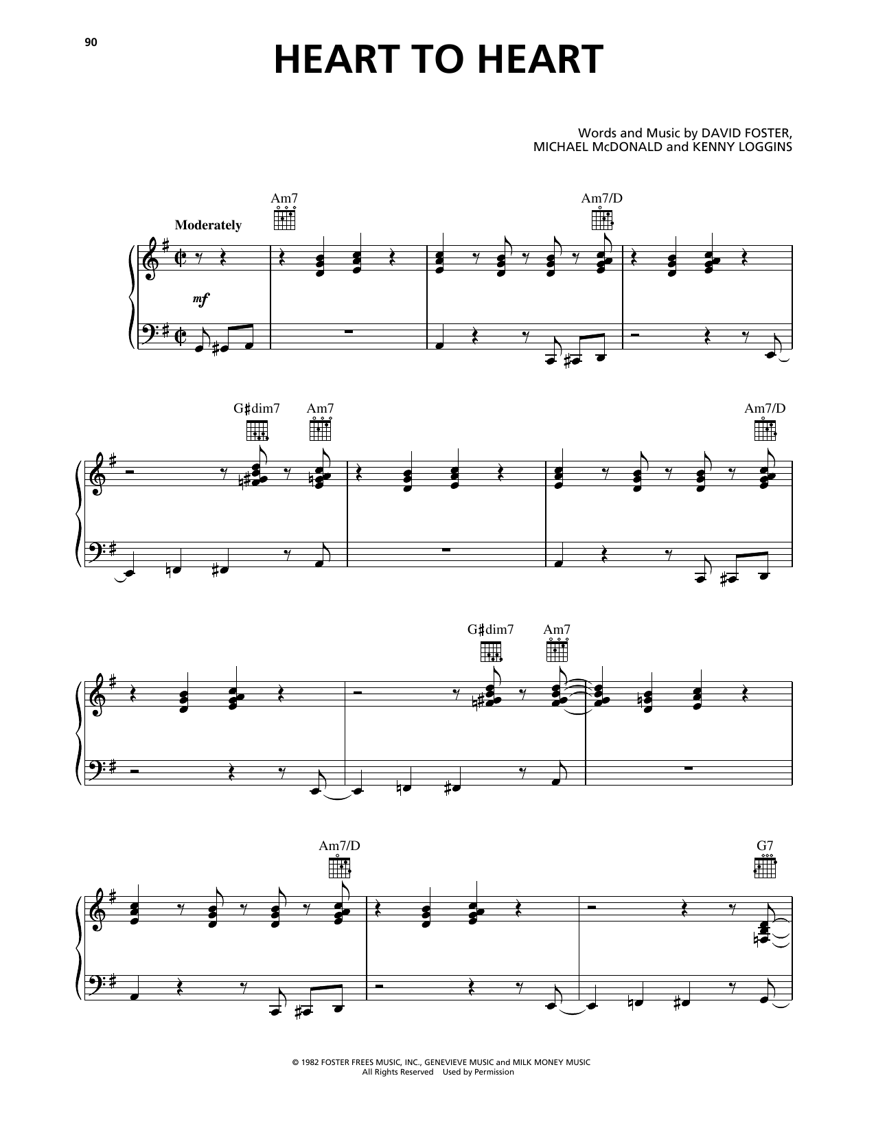 Kenny Loggins Heart To Heart sheet music notes and chords. Download Printable PDF.