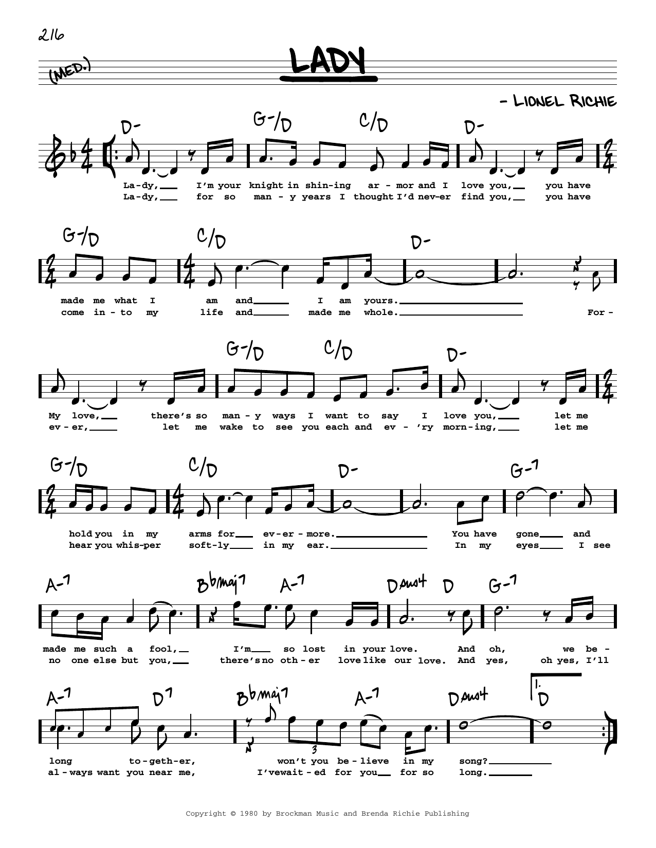 Learn to play Kenny Rogers Lady (High Voice) sheet music for Real Book – Melody, Lyrics & Chords in minutes. Price: 5.9900$ Kenny Rogers Lady (High Voice) sheet music notes and chords arranged for Real Book – Melody, Lyrics & Chords