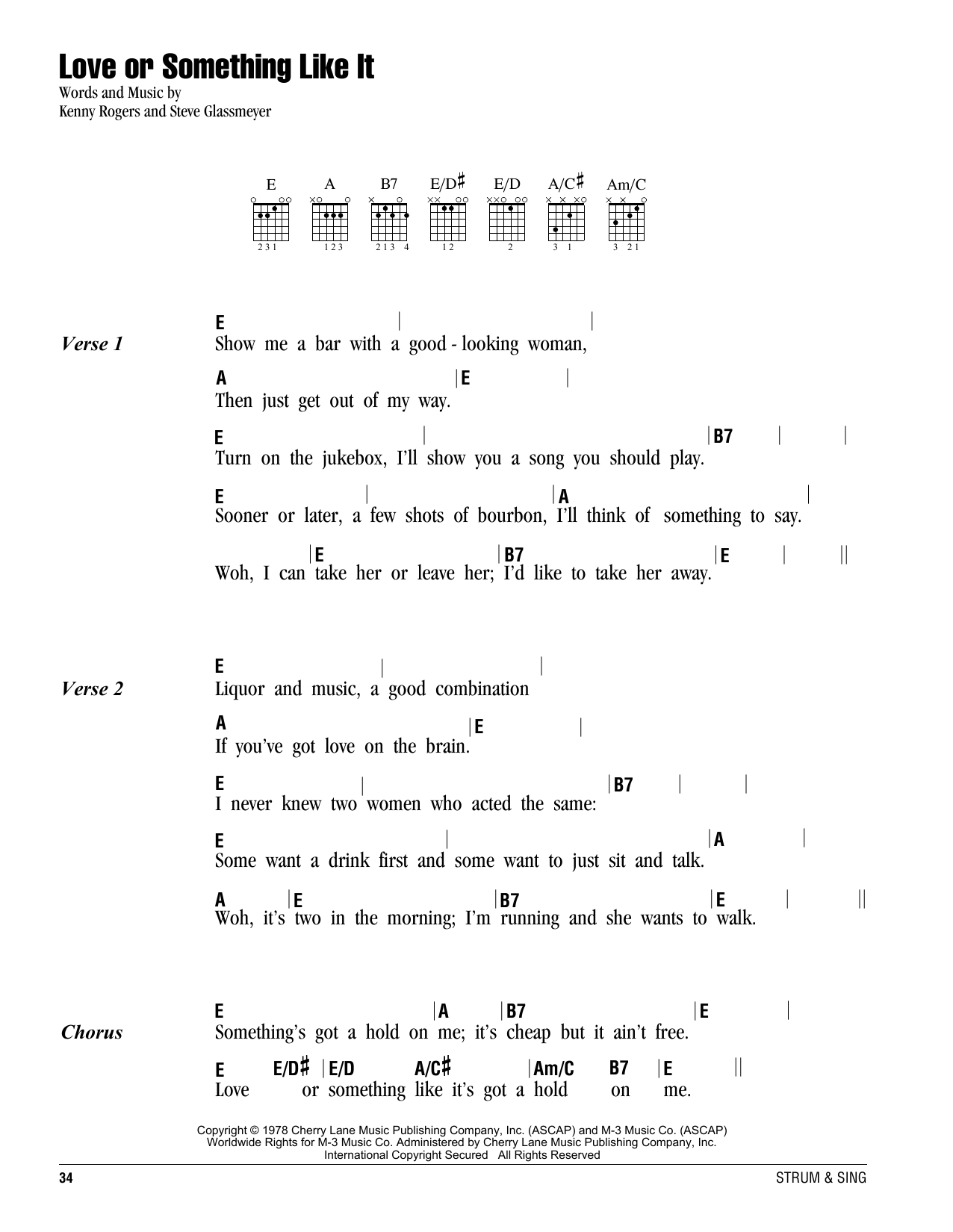 Kenny Rogers Love Or Something Like It sheet music notes and chords. Download Printable PDF.