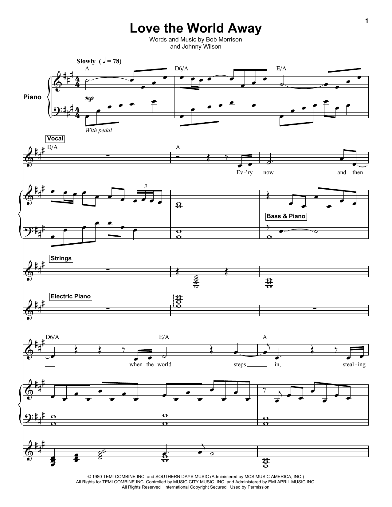Learn to play Kenny Rogers Love The World Away sheet music for Keyboard Transcription in minutes. Price: 7.8900$ Kenny Rogers Love The World Away sheet music notes and chords arranged for Keyboard Transcription