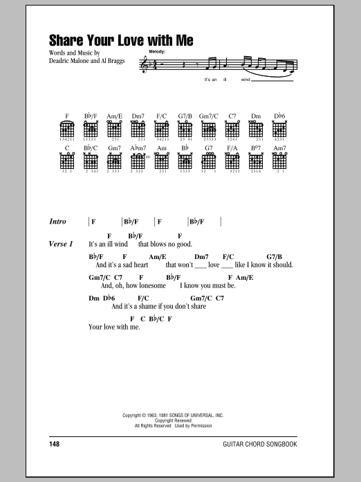 Kenny Rogers Share Your Love With Me sheet music notes and chords. Download Printable PDF.