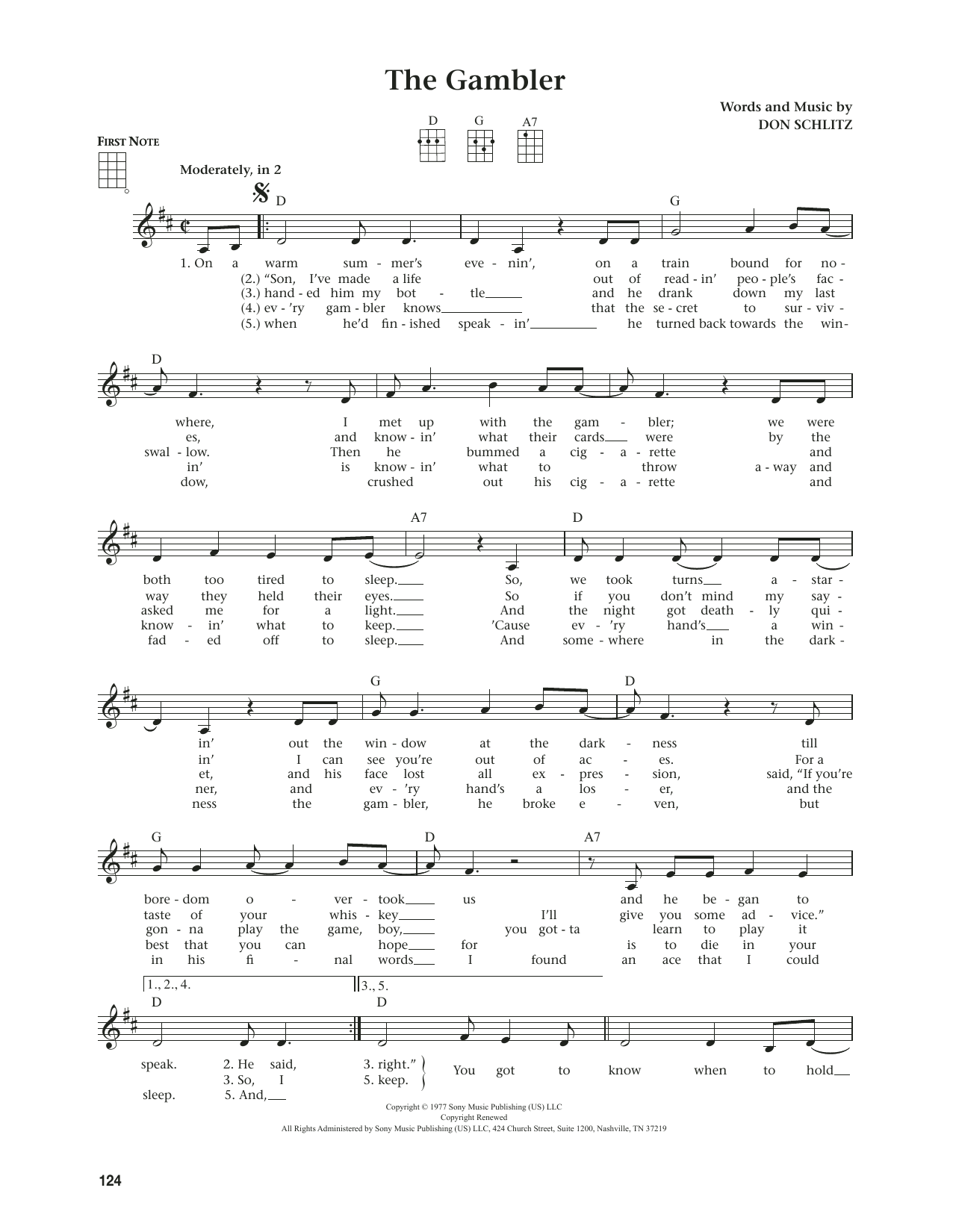 Kenny Rogers The Gambler (from The Daily Ukulele) (arr. Jim Beloff) sheet music notes and chords. Download Printable PDF.