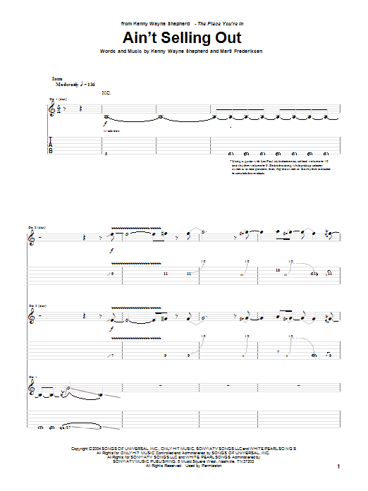 Learn to play Kenny Wayne Shepherd Ain't Selling Out sheet music for Guitar Tab in minutes. Price: 7.8900$ Kenny Wayne Shepherd Ain't Selling Out sheet music notes and chords arranged for Guitar Tab