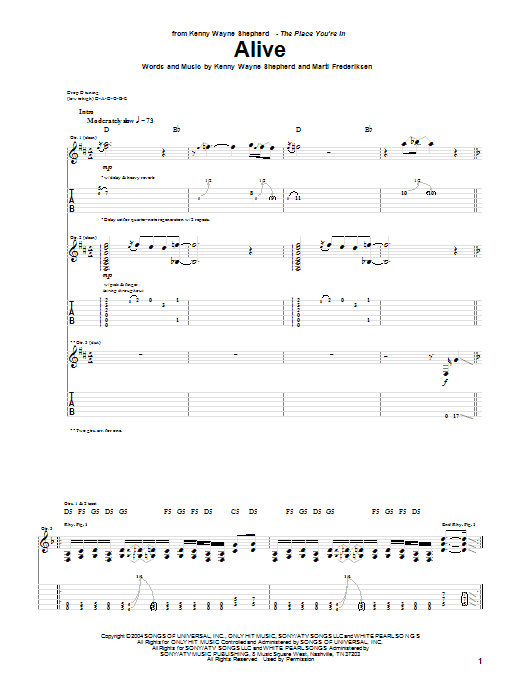 Learn to play Kenny Wayne Shepherd Alive sheet music for Guitar Tab in minutes. Price: 7.8900$ Kenny Wayne Shepherd Alive sheet music notes and chords arranged for Guitar Tab