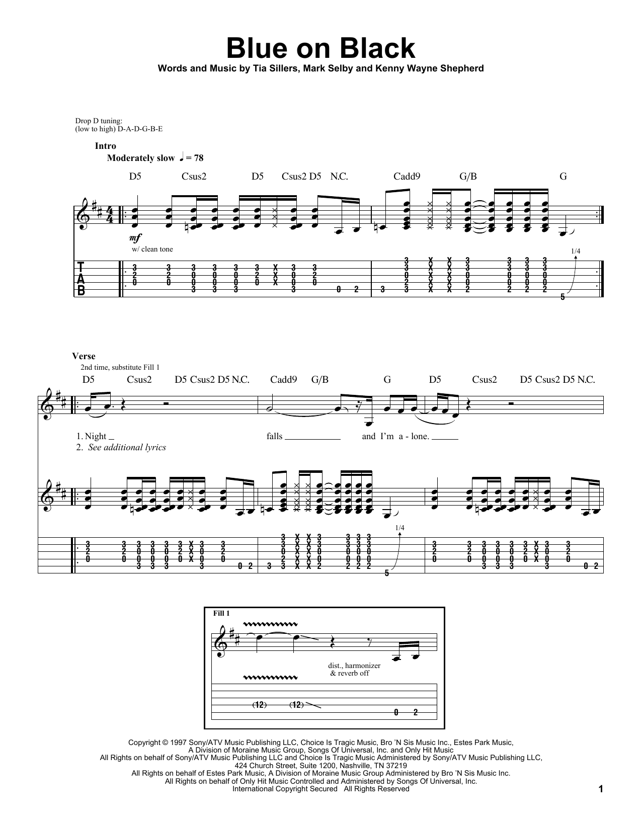 Kenny Wayne Shepherd Blue On Black sheet music notes and chords. Download Printable PDF.