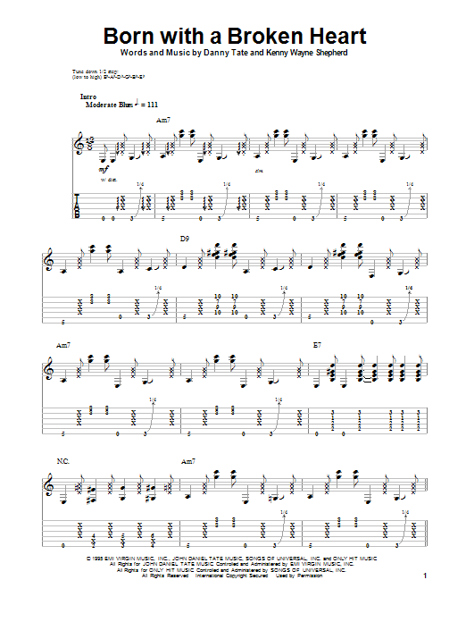 Kenny Wayne Shepherd Born With A Broken Heart sheet music notes and chords. Download Printable PDF.