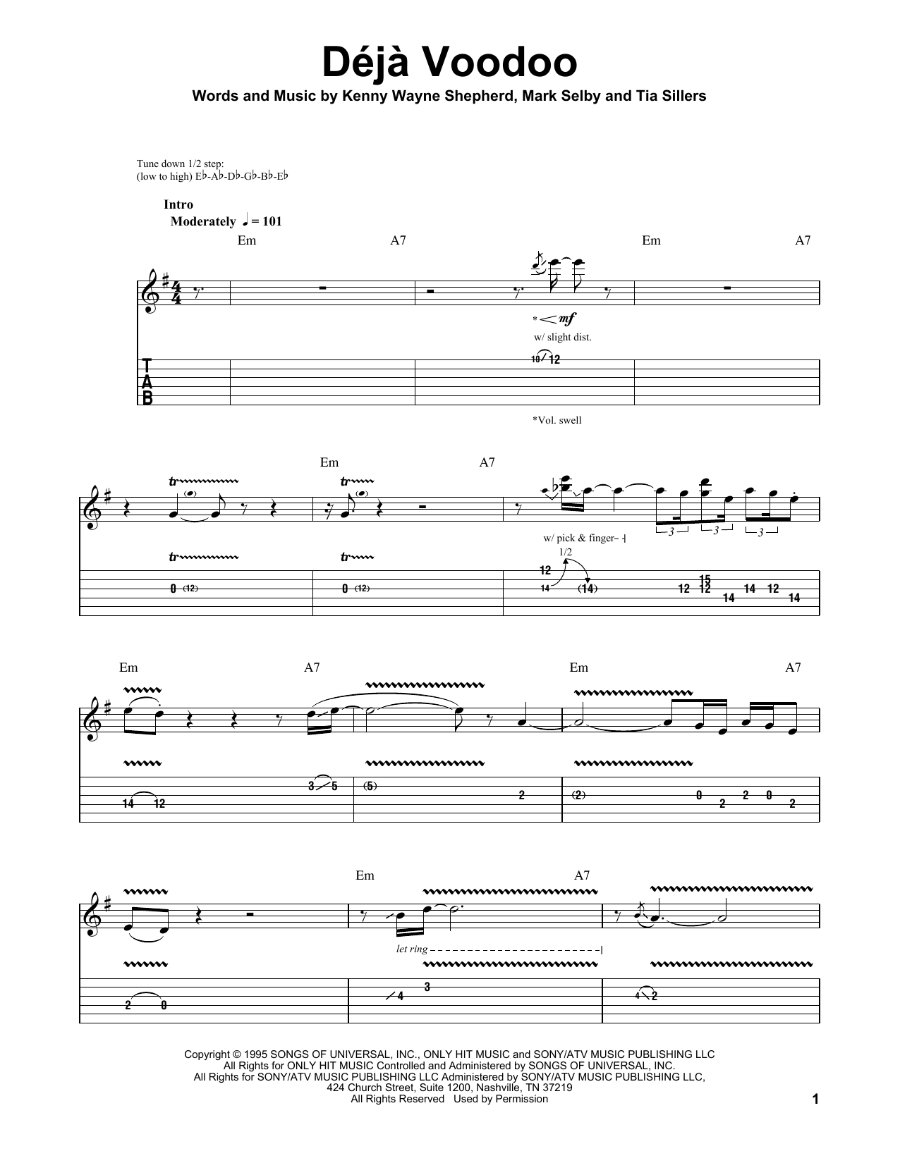 Kenny Wayne Shepherd Deja Voodoo sheet music notes and chords. Download Printable PDF.