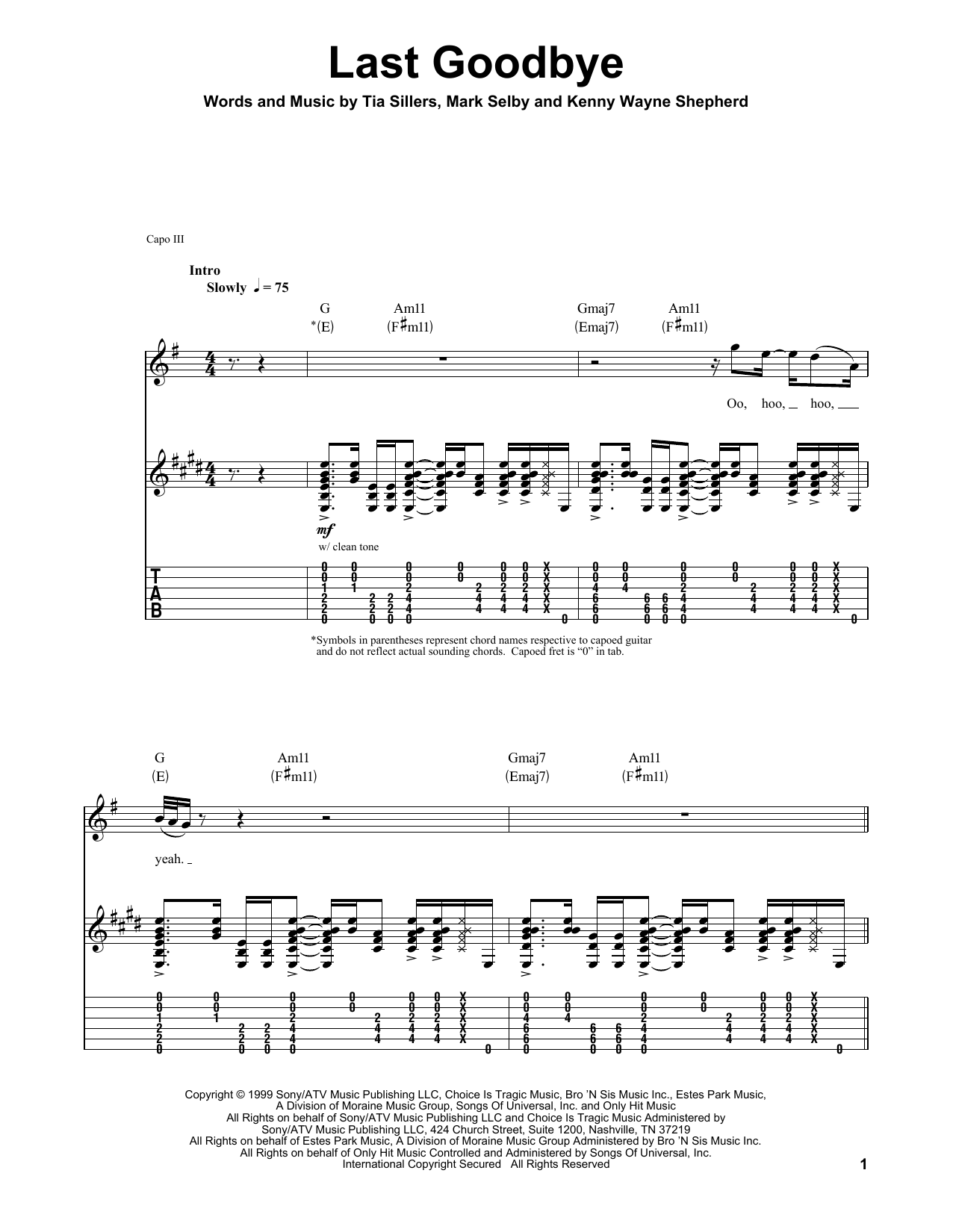 Kenny Wayne Shepherd Last Goodbye sheet music notes and chords. Download Printable PDF.