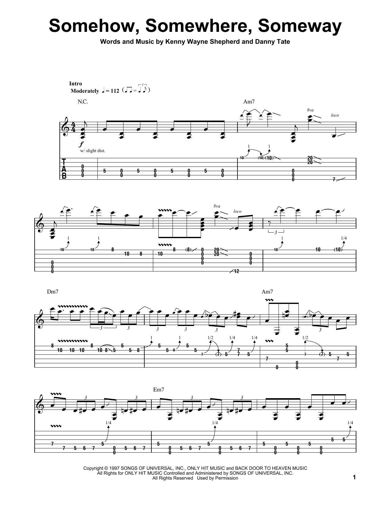 Kenny Wayne Shepherd Somehow, Somewhere, Someway sheet music notes and chords. Download Printable PDF.