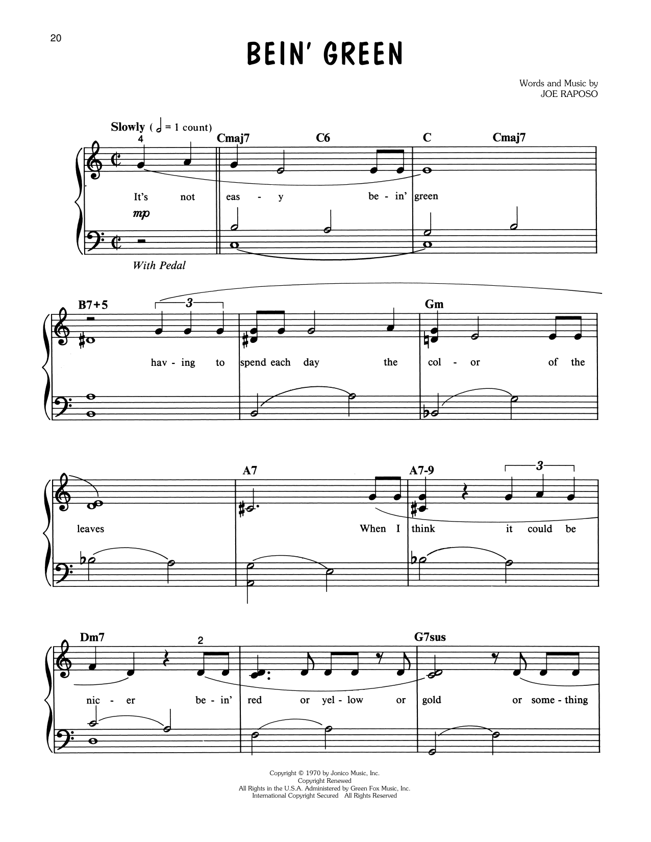 Kermit The Frog Bein' Green (from Sesame Street) sheet music notes and chords. Download Printable PDF.