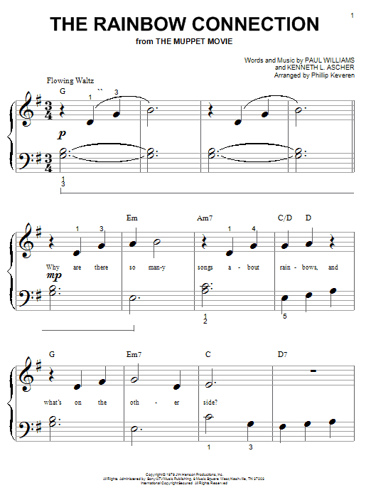 Kermit The Frog The Rainbow Connection sheet music notes and chords arranged for Big Note Piano