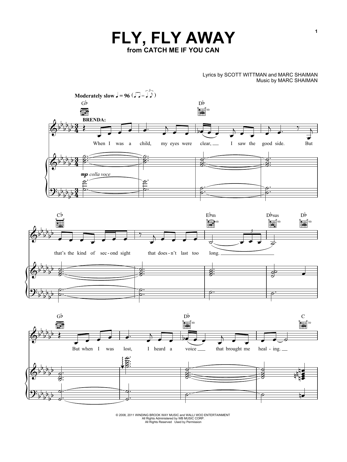 Kerry Butler Fly, Fly Away (from Catch Me If You Can Musical) sheet music notes and chords. Download Printable PDF.