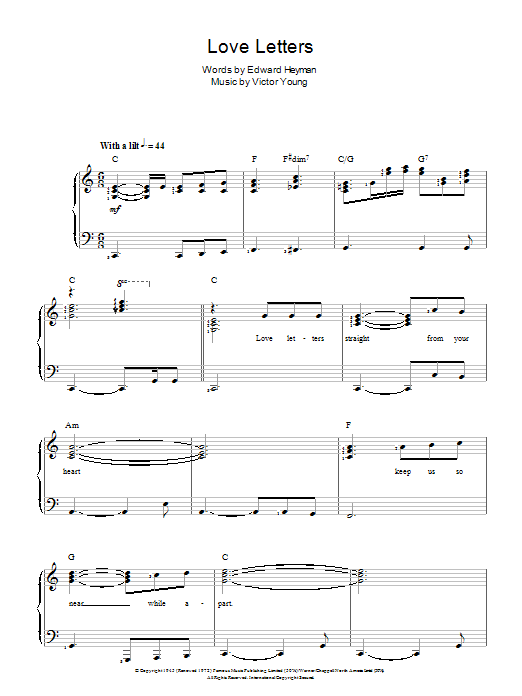 Ketty Lester Love Letters sheet music notes and chords. Download Printable PDF.