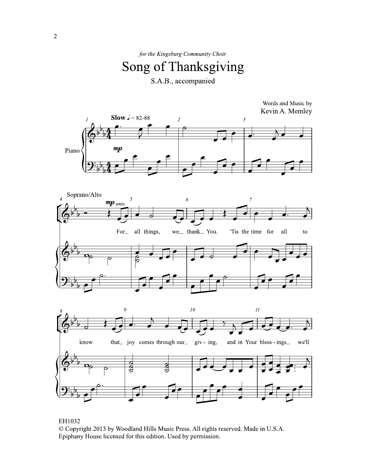 Kevin Memley Song Of Thanksgiving sheet music notes and chords. Download Printable PDF.