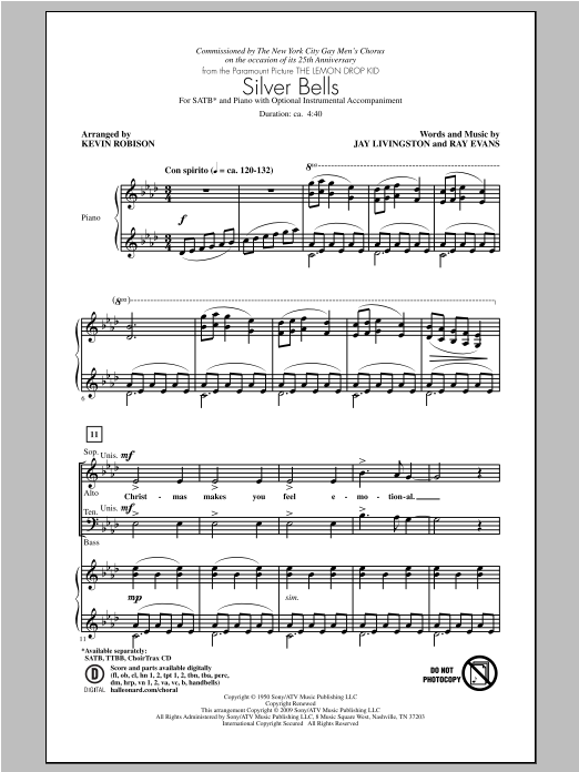 Kevin Robison Silver Bells sheet music notes and chords. Download Printable PDF.