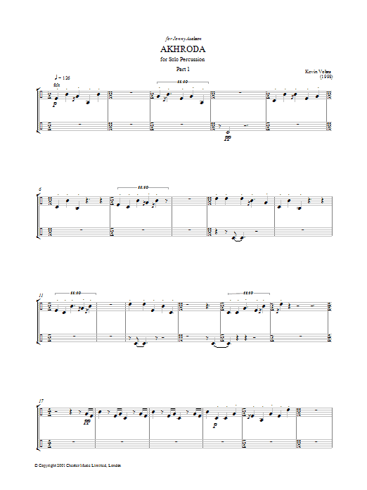 Learn to play Kevin Volans Akhroda, Pt.1 sheet music for Piano, Vocal & Guitar Chords in minutes. Price: 7.8900$ Kevin Volans Akhroda, Pt.1 sheet music notes and chords arranged for Piano, Vocal & Guitar Chords