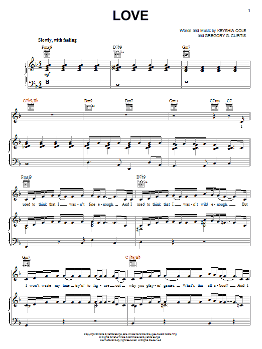 Keyshia Cole Love sheet music notes and chords. Download Printable PDF.