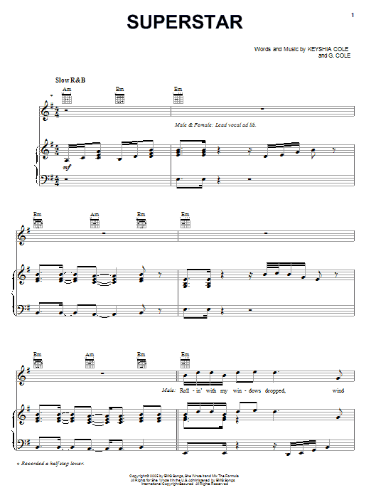 Learn to play Keyshia Cole Superstar sheet music for Piano, Vocal & Guitar Chords (Right-Hand Melody) in minutes. Price: 7.8900$ Keyshia Cole Superstar sheet music notes and chords arranged for Piano, Vocal & Guitar Chords (Right-Hand Melody)