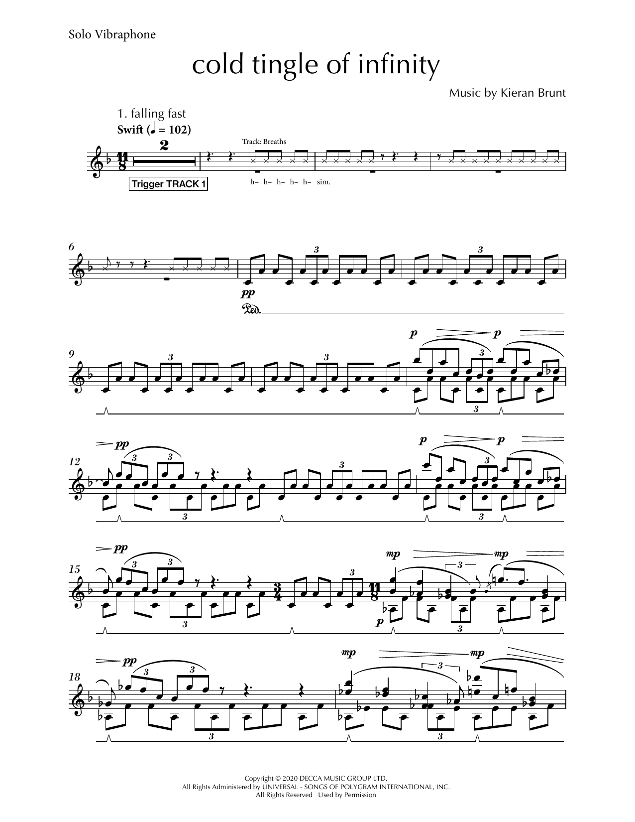 Kieran Brunt Cold Tingle Of Infinity sheet music notes and chords. Download Printable PDF.