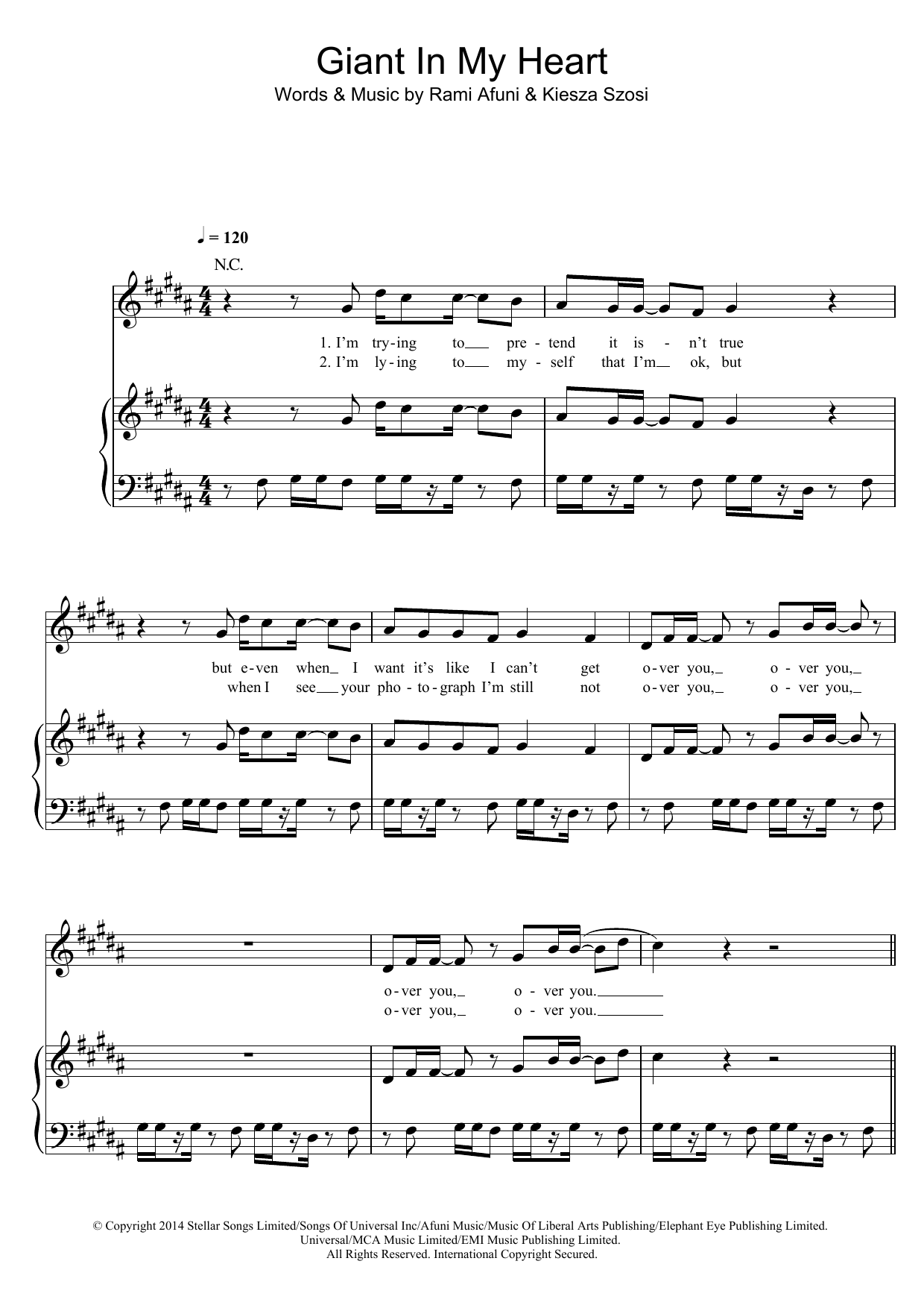 Learn to play Kiesza Giant In My Heart sheet music for Piano, Vocal & Guitar Chords in minutes. Price: 7.8900$ Kiesza Giant In My Heart sheet music notes and chords arranged for Piano, Vocal & Guitar Chords