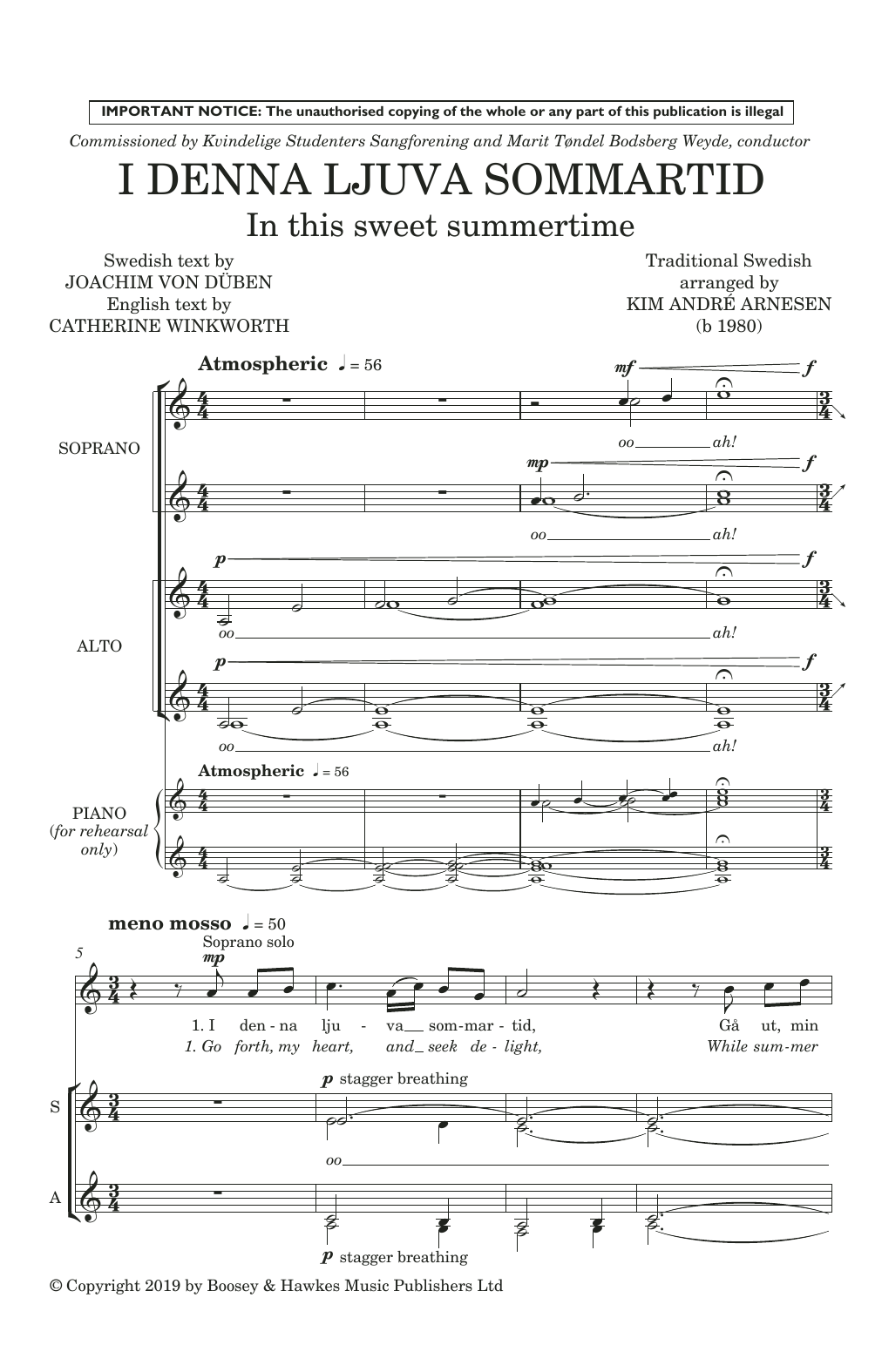 Learn to play Kim André Arnesen I Denna Ljuva Sommartid sheet music for SSA Choir in minutes. Price: 3.9900$ Kim André Arnesen I Denna Ljuva Sommartid sheet music notes and chords arranged for SSA Choir