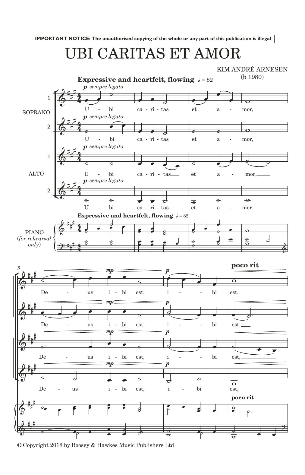 Kim Andre Arnesen Ubi Caritas Et Amor sheet music notes and chords. Download Printable PDF.