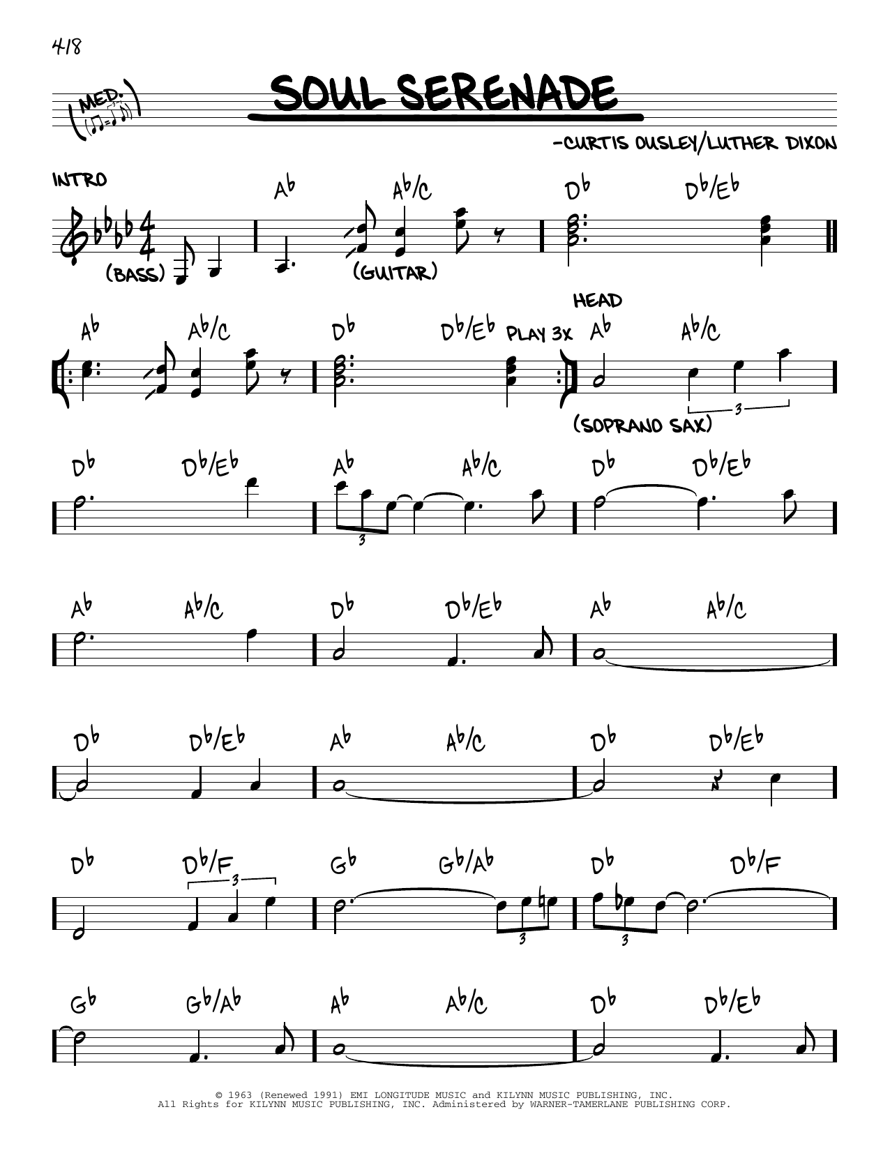 King Curtis Soul Serenade sheet music notes and chords. Download Printable PDF.