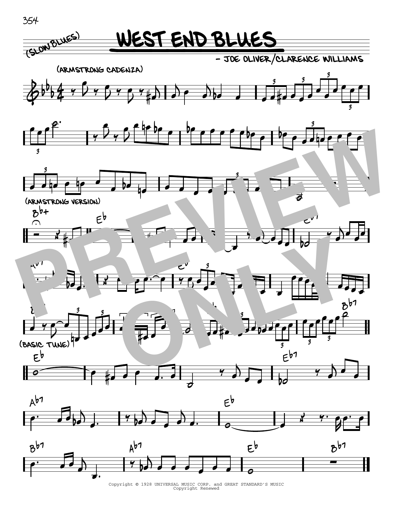 King Oliver West End Blues (arr. Robert Rawlins) sheet music notes and chords. Download Printable PDF.