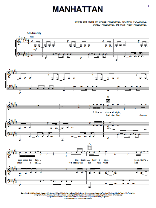 Learn to play Kings Of Leon Manhattan sheet music for Piano, Vocal & Guitar Chords (Right-Hand Melody) in minutes. Price: 7.8900$ Kings Of Leon Manhattan sheet music notes and chords arranged for Piano, Vocal & Guitar Chords (Right-Hand Melody)