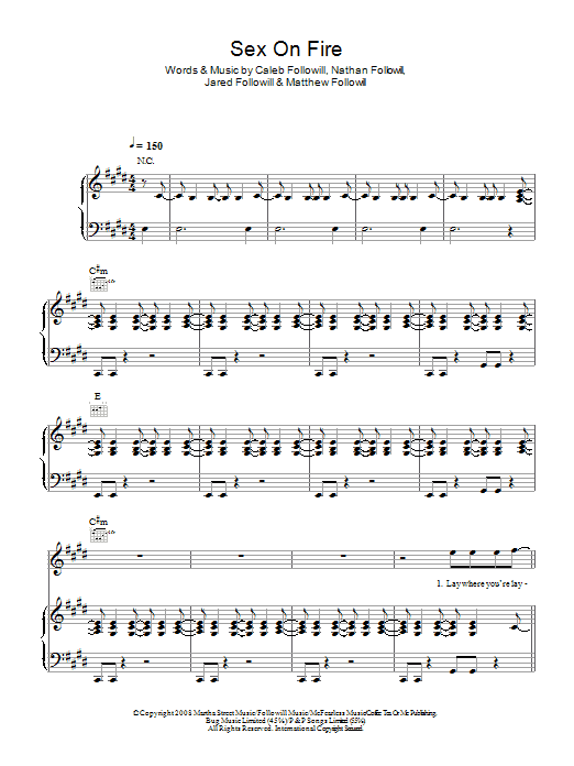 Kings Of Leon Sex On Fire sheet music notes and chords. Download Printable PDF.