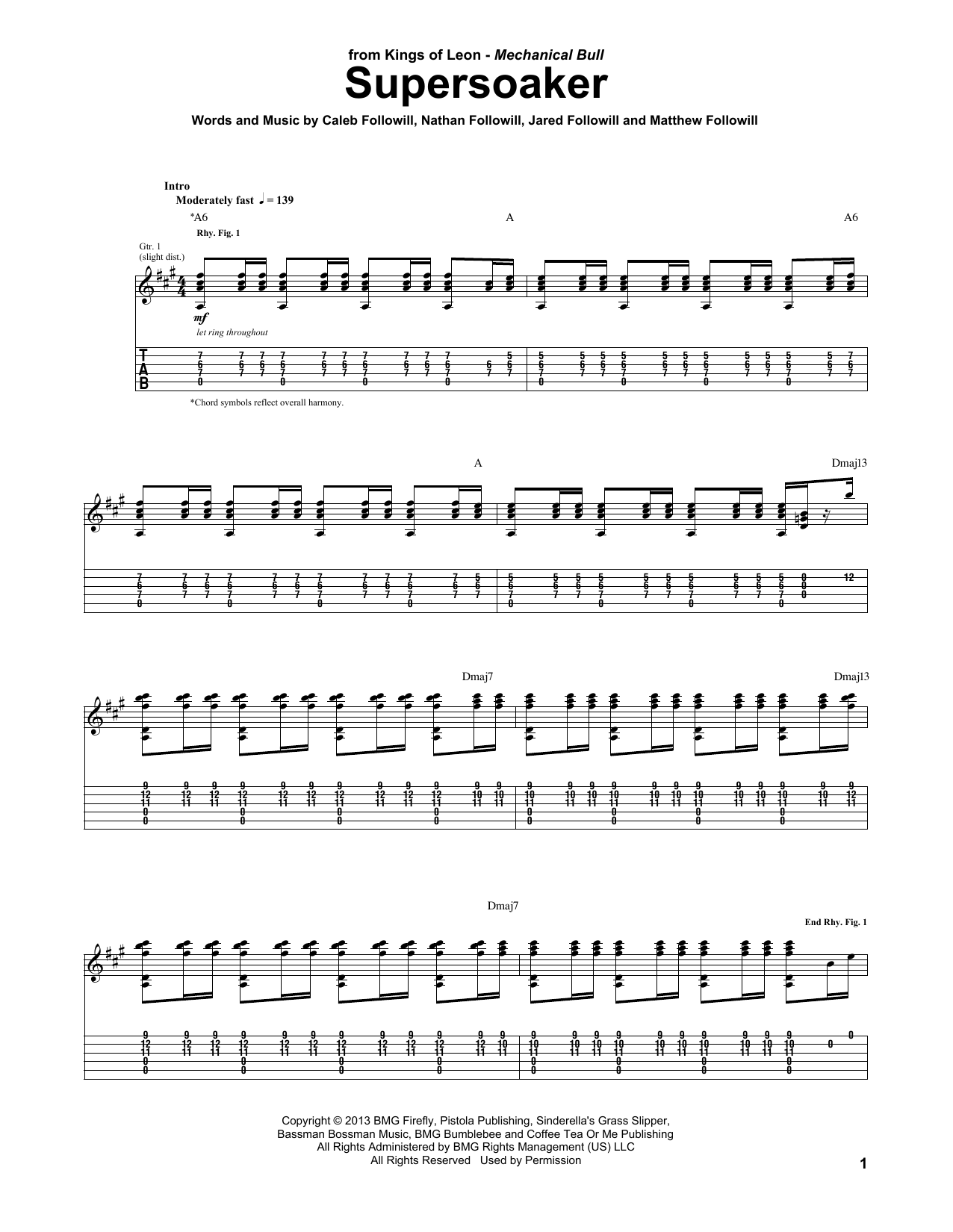 Learn to play Kings Of Leon Supersoaker sheet music for Guitar Tab in minutes. Price: 7.8900$ Kings Of Leon Supersoaker sheet music notes and chords arranged for Guitar Tab