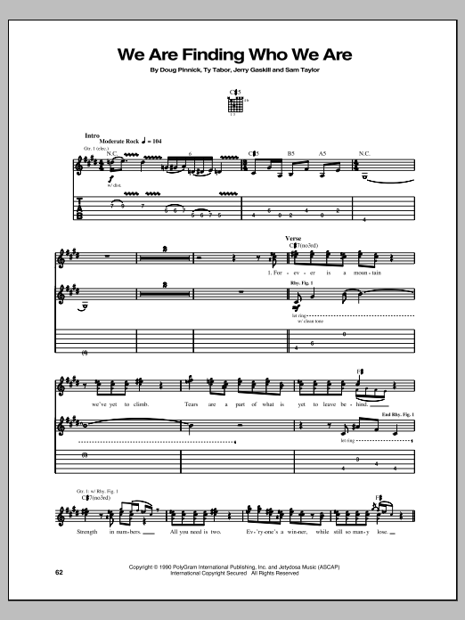 King's X We Are Finding Who We Are sheet music notes and chords arranged for Guitar Tab
