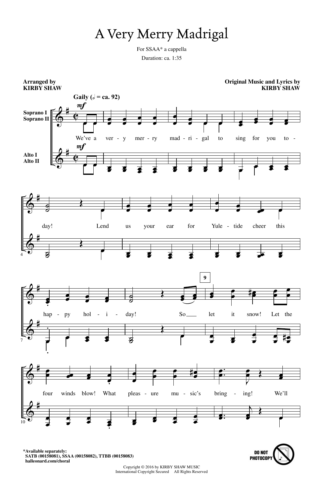 Kirby Shaw A Very Merry Madrigal sheet music notes and chords. Download Printable PDF.