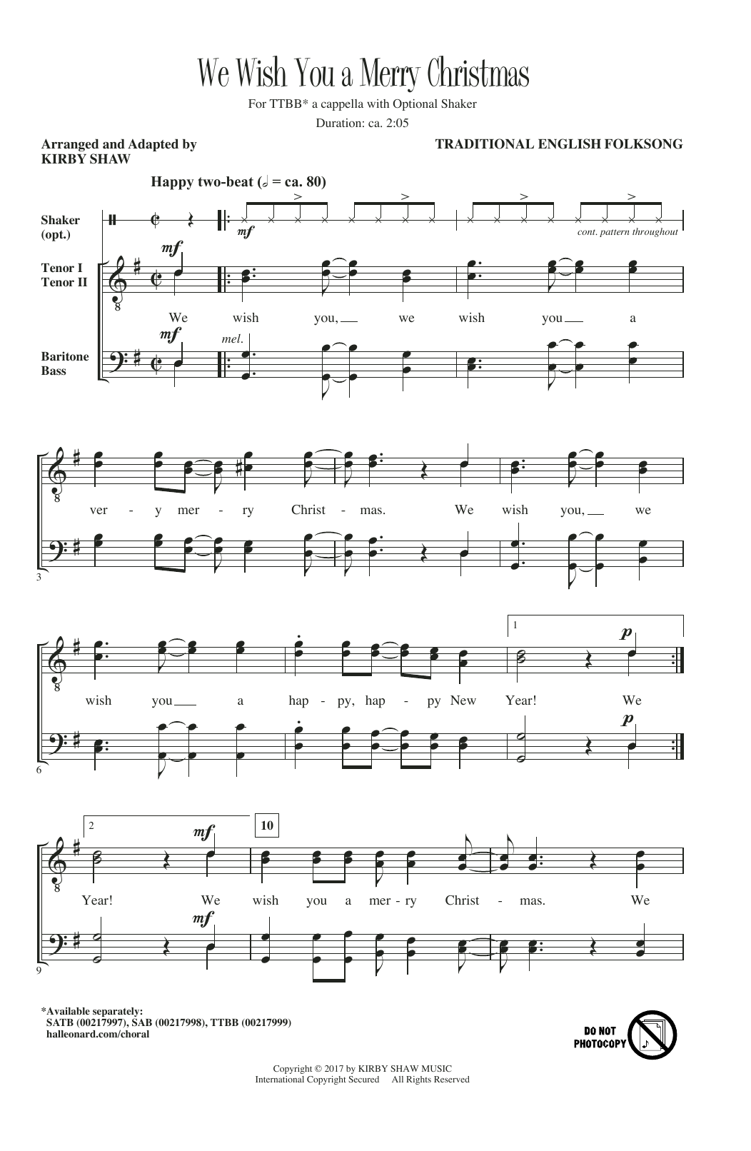 Kirby Shaw We Wish You A Merry Christmas sheet music notes and chords. Download Printable PDF.