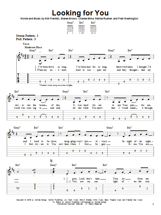 Kirk Franklin Looking For You sheet music notes and chords. Download Printable PDF.