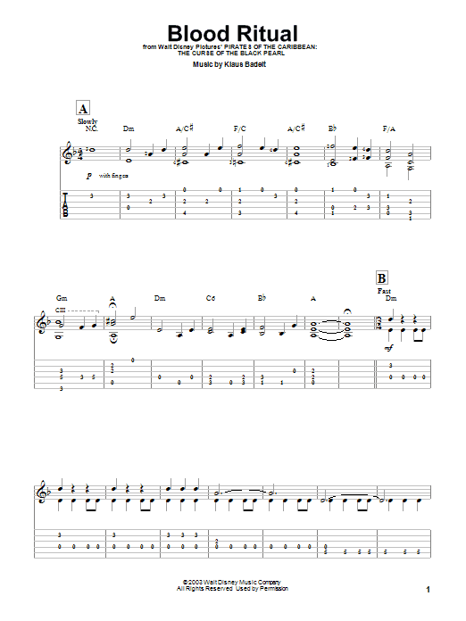 Klaus Badelt Blood Ritual sheet music notes and chords. Download Printable PDF.