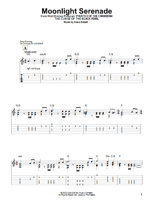 Klaus Badelt Moonlight Serenade sheet music notes and chords. Download Printable PDF.