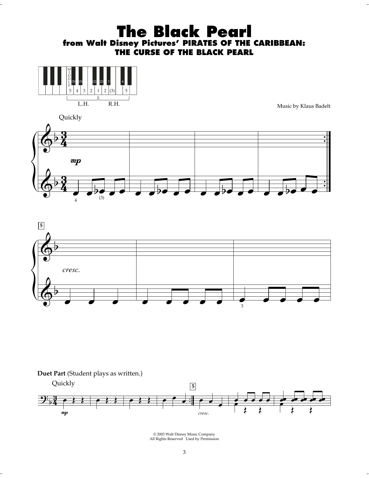 Klaus Badelt The Black Pearl (from Pirates Of The Caribbean: The Curse of the Black Pearl) sheet music notes and chords. Download Printable PDF.