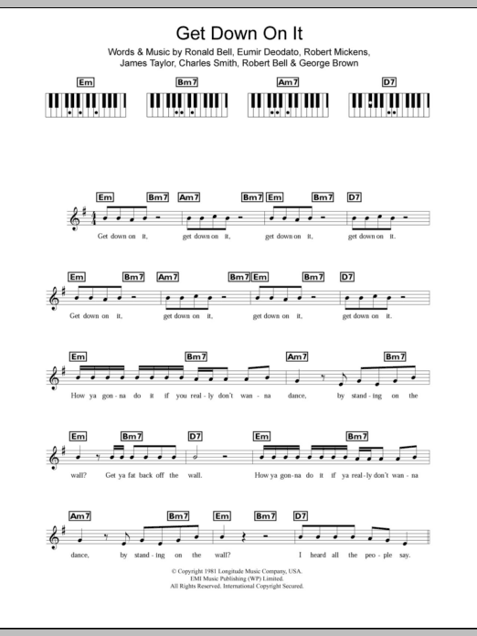 Kool And The Gang Get Down On It sheet music notes and chords. Download Printable PDF.