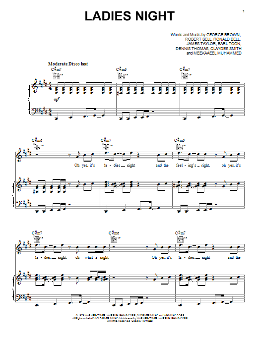 Kool & The Gang Ladies Night sheet music notes and chords. Download Printable PDF.