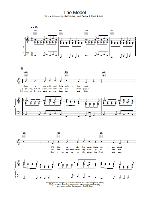 Kraftwerk The Model sheet music notes and chords. Download Printable PDF.