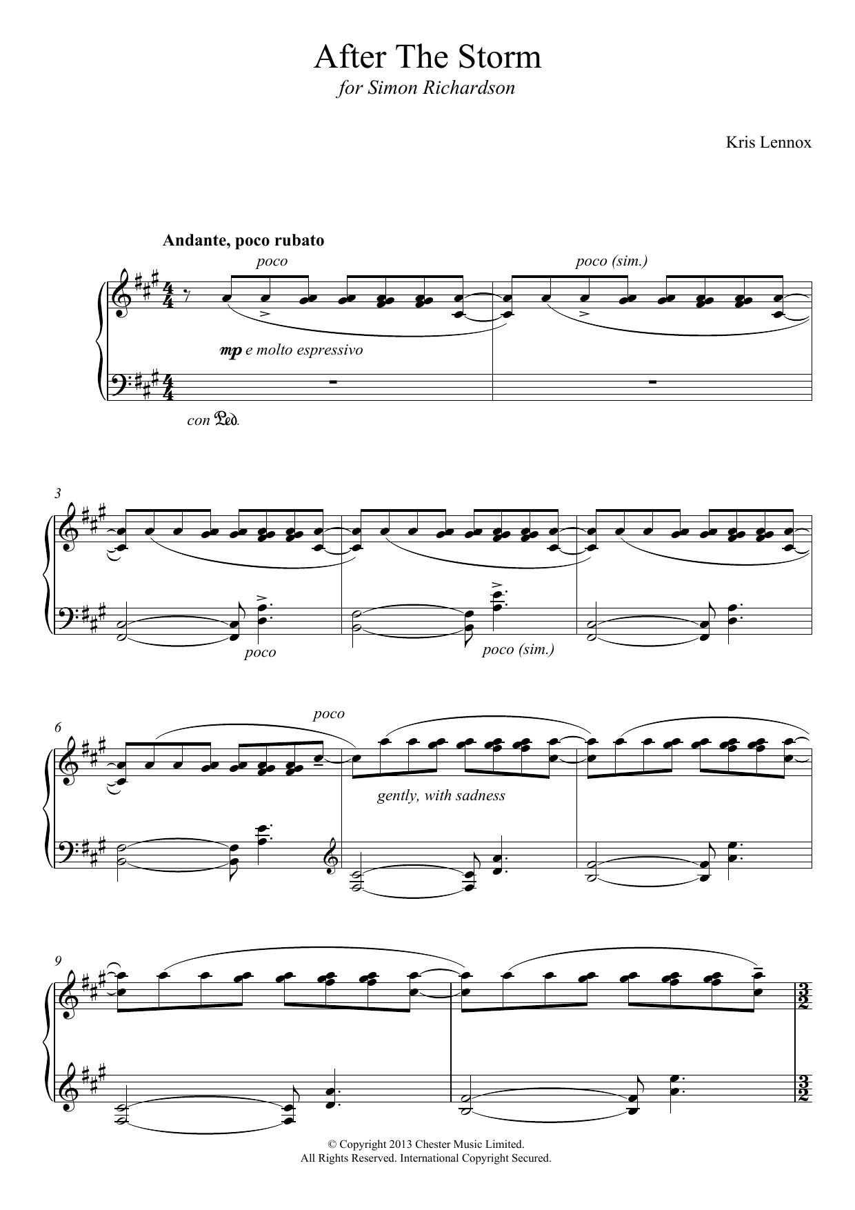 Learn to play Kris Lennox After The Storm sheet music for Piano Solo in minutes. Price: 7.8900$ Kris Lennox After The Storm sheet music notes and chords arranged for Piano Solo