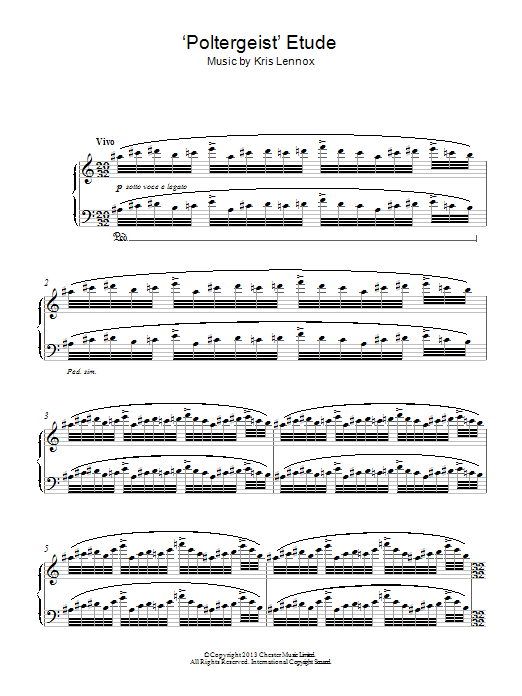 Learn to play Kris Lennox ‘Poltergeist' Etude sheet music for Piano Solo in minutes. Price: 7.8900$ Kris Lennox ‘Poltergeist' Etude sheet music notes and chords arranged for Piano Solo