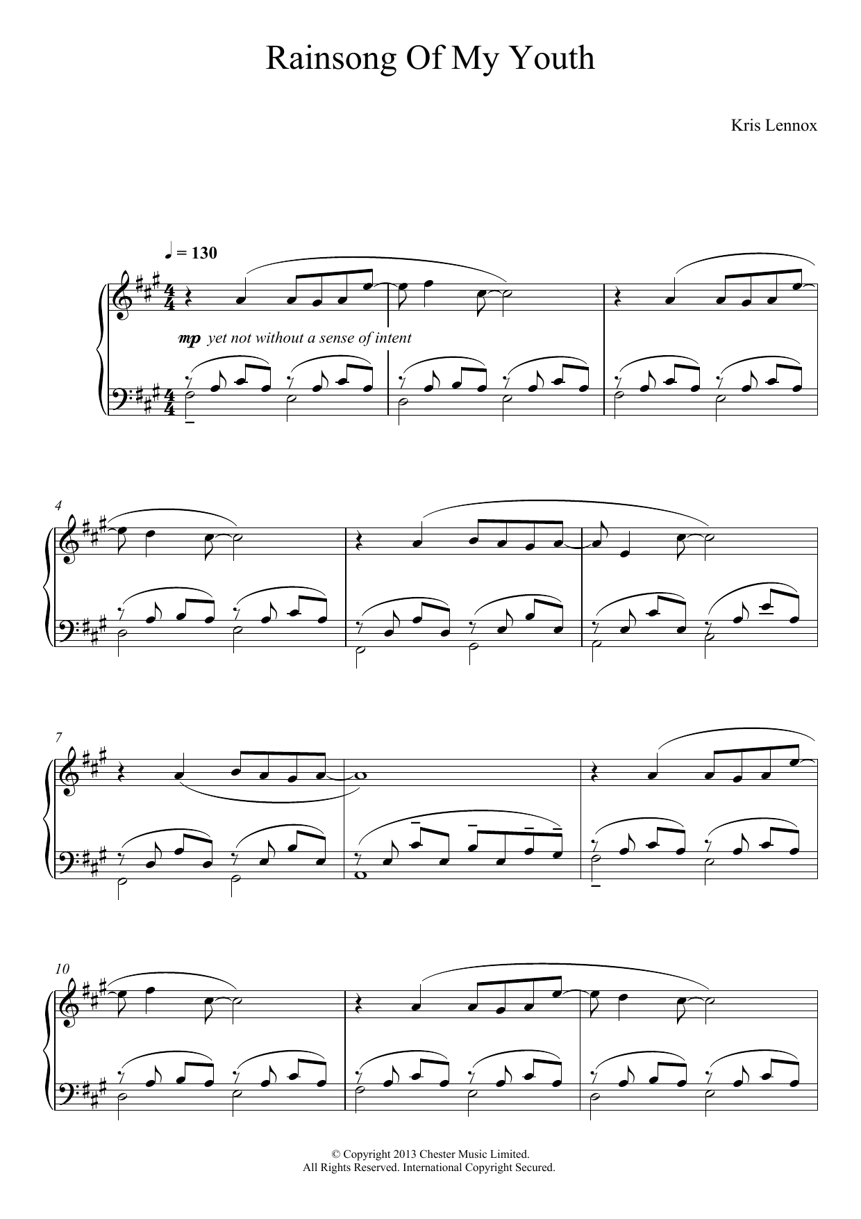 Learn to play Kris Lennox Rainsong Of My Youth sheet music for Piano Solo in minutes. Price: 7.8900$ Kris Lennox Rainsong Of My Youth sheet music notes and chords arranged for Piano Solo