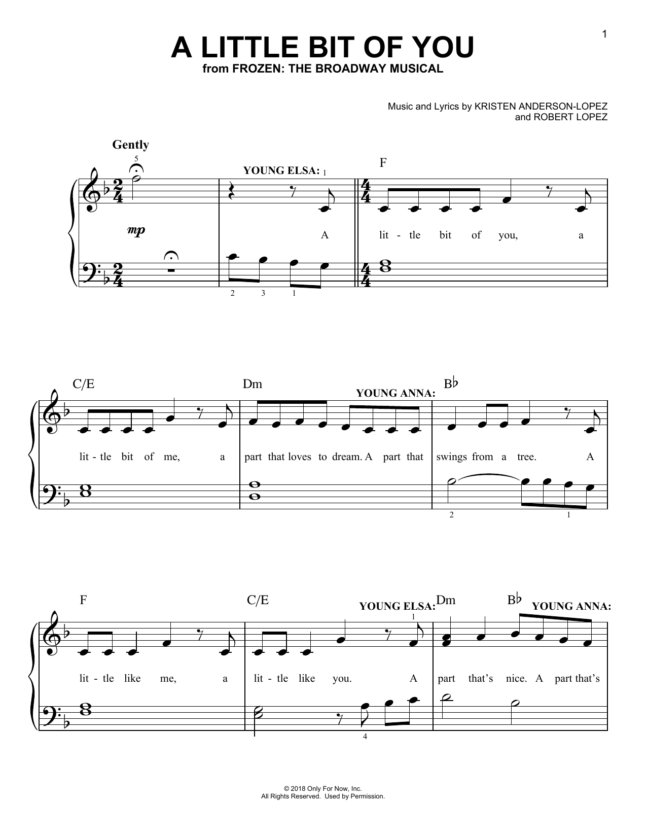 Kristen Anderson-Lopez & Robert Lopez A Little Bit Of You (from Frozen: The Broadway Musical) sheet music notes and chords. Download Printable PDF.